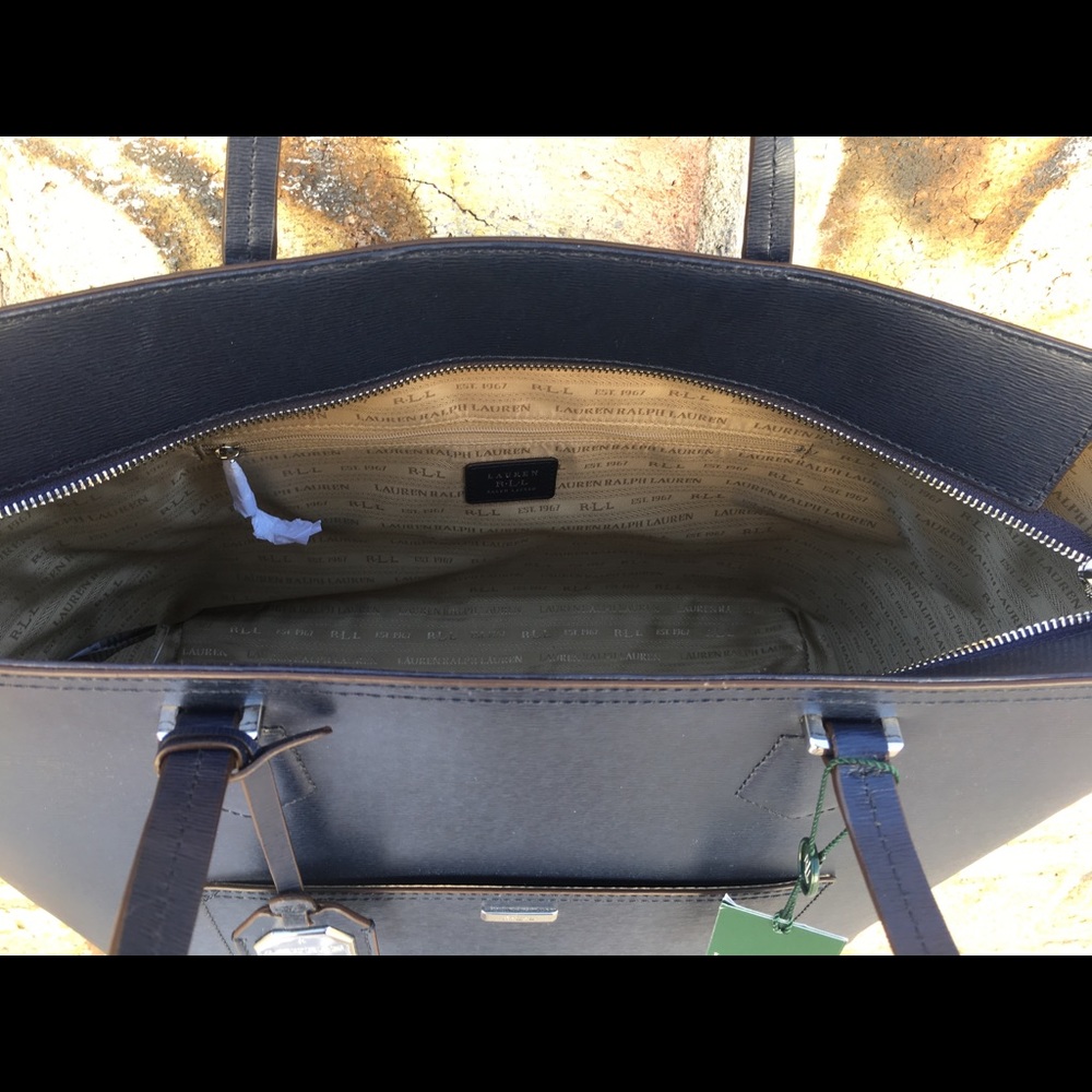 SOLD Ralph Lauren Lowell Classic Navy Tote Bag - Picture 3 of 6